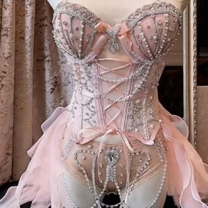 <font dir="auto" style="vertical-align: inherit;"><font dir="auto" style="vertical-align: inherit;">家</font></font> custom ballet girl rave outfit – pearl embellished lingerie, hand stitched rave wear