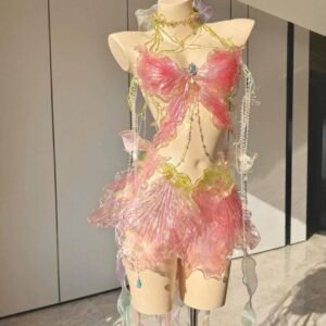 <font dir="auto" style="vertical-align: inherit;"><font dir="auto" style="vertical-align: inherit;">家</font></font> crystal petal high end handmade short skirt set halloween cosplay sexy girl gift